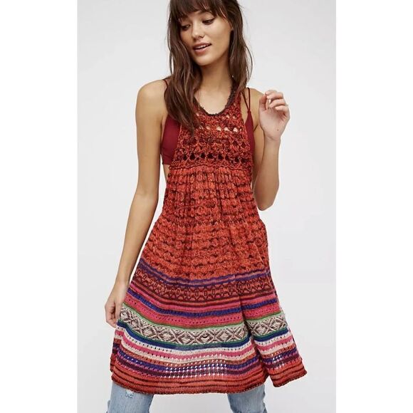 Free People Rare Hearts Red Knit Crochet Sweater Tunic Mini Dress
Womens size S - Picture 8 of 12